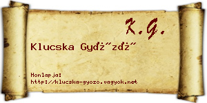 Klucska Győző névjegykártya